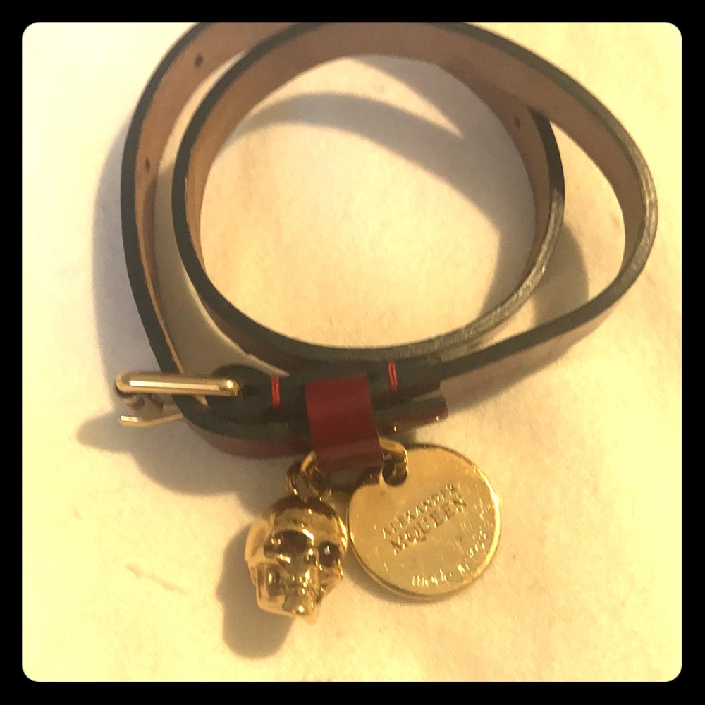 Alexander McQueen skull leather bracelet